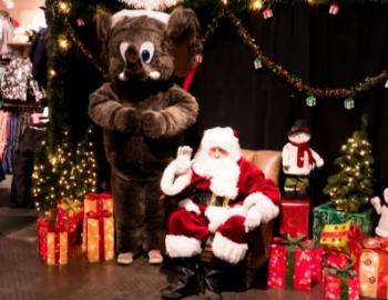 Santa and children at the Tree Lighting in Mammoth