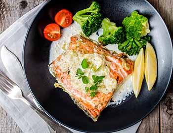 Plate of fish and vegetables