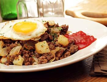 Hash plate with potatoes and eggs