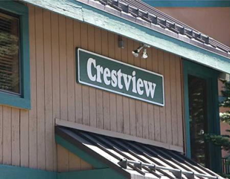 Outside of Crestview resort and apartments in Mammoth