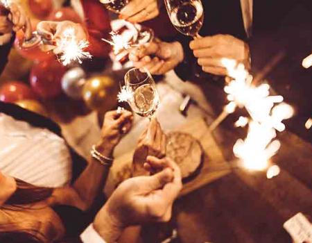 New Years Eve celebration with sparklers