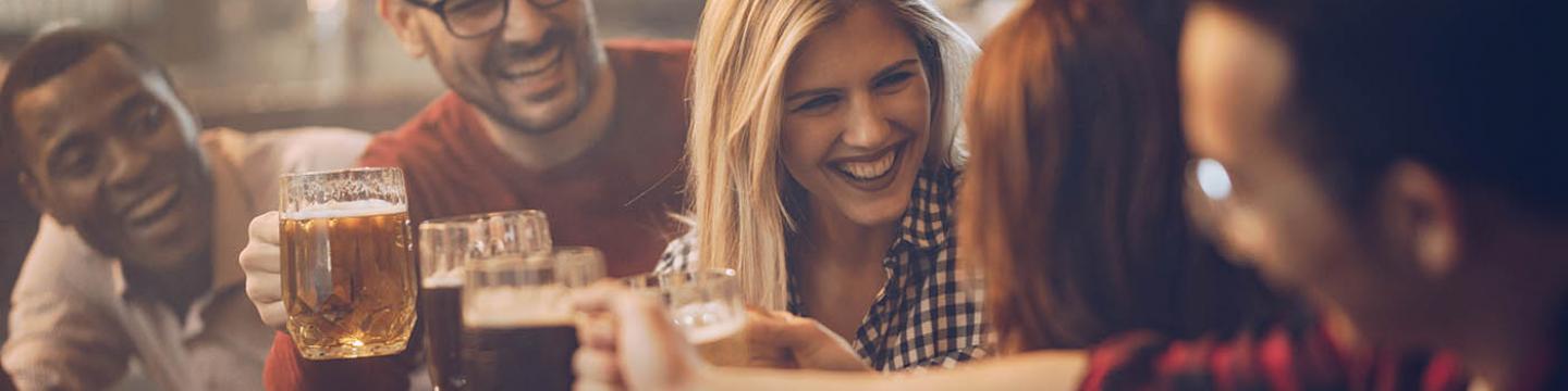 Friends enjoying drinks together