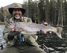 Man fishing in Mammoth Lakes, CA