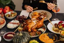 Thanksgiving table with turkey