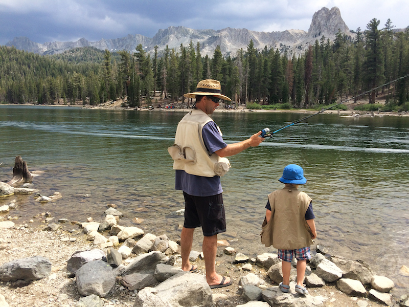 father and son fishing