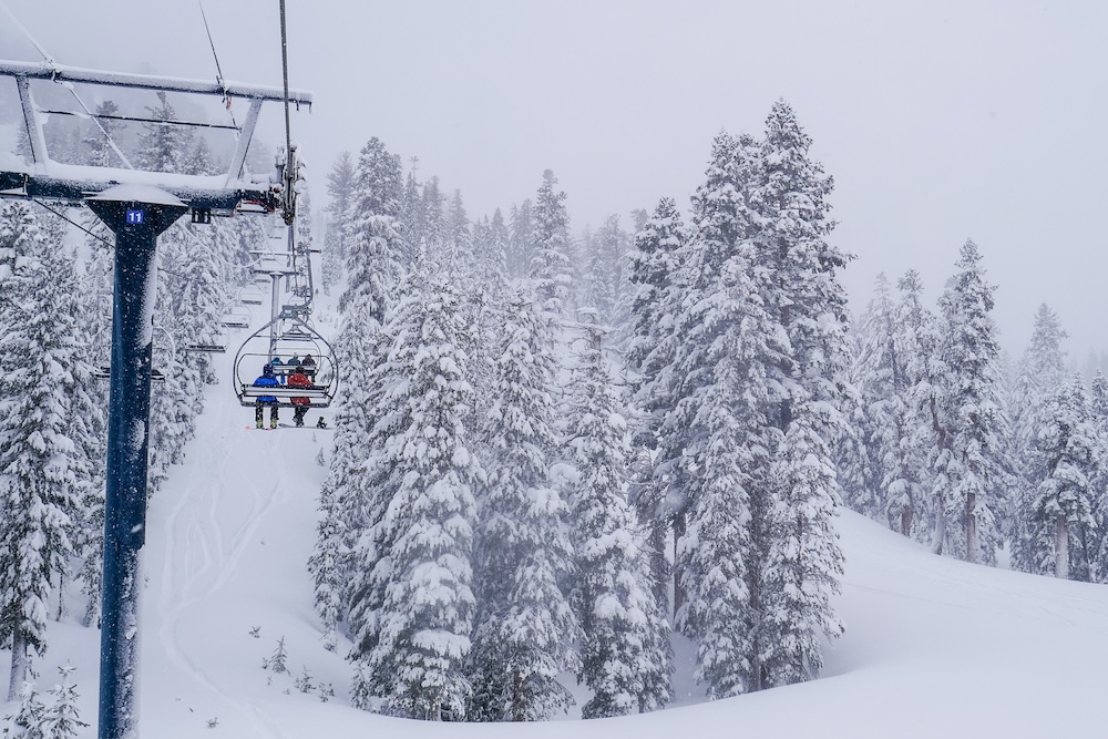 Lift system at ski resort in California, Mammoth mountain.
