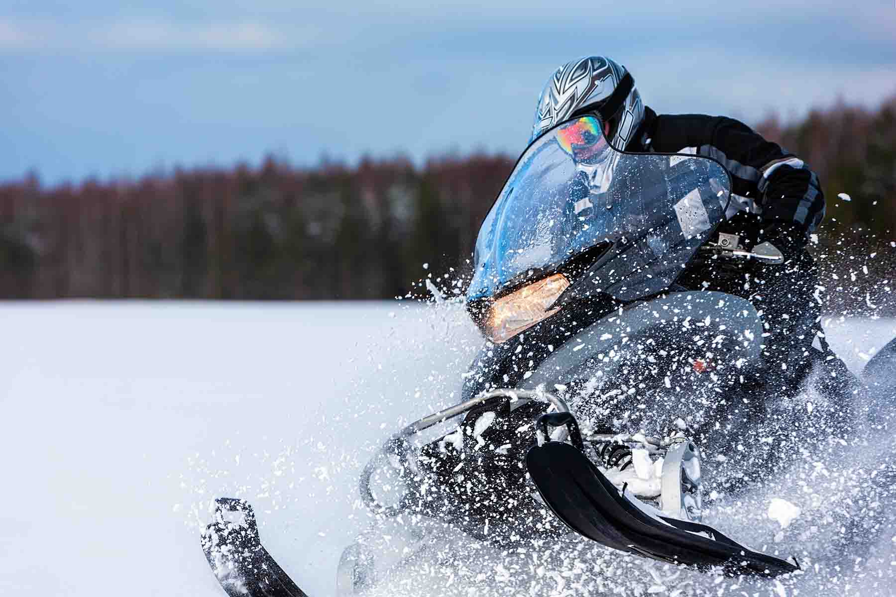 Snowmobiler enjoying Mammoth Lakes, CA