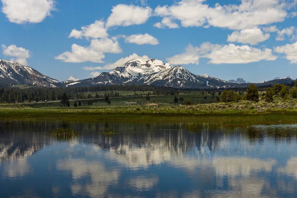 Mammoth Mountain lake reflection in spring melt.