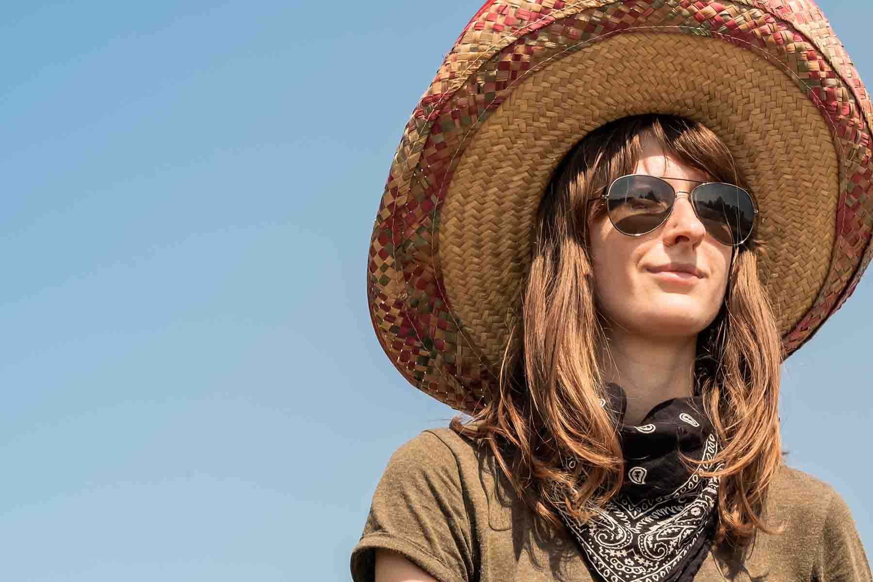 Festival attendee wearing a sombrero