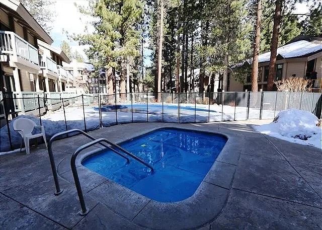 The hot tub at the rental, St. Moritz #12.