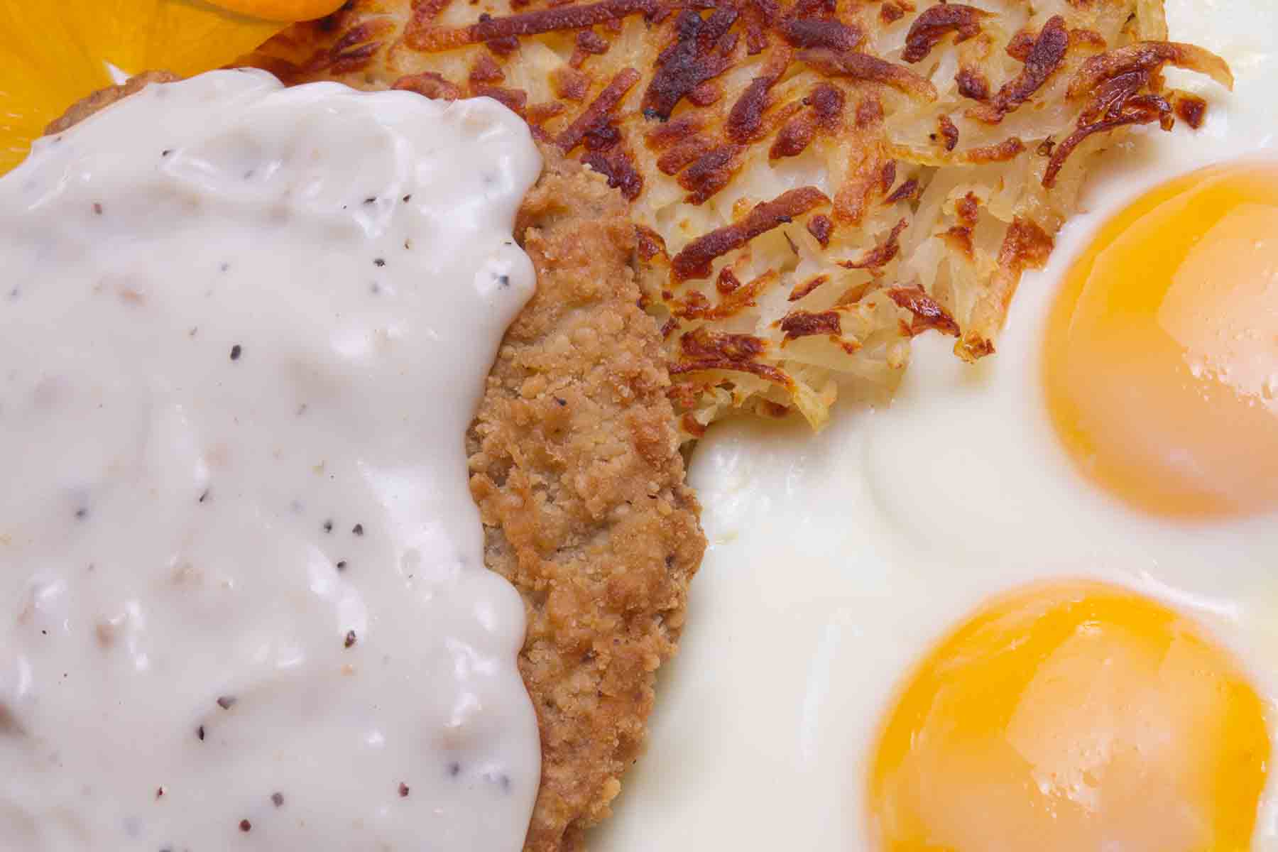 Country fried steak and eggs